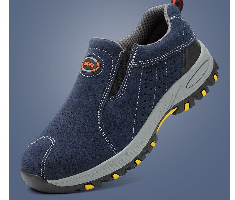One-legged anti-smashing anti-piercing steel toe caps shoes Breathable and wear-resistant safety shoes anti-splashing hot welding shoes