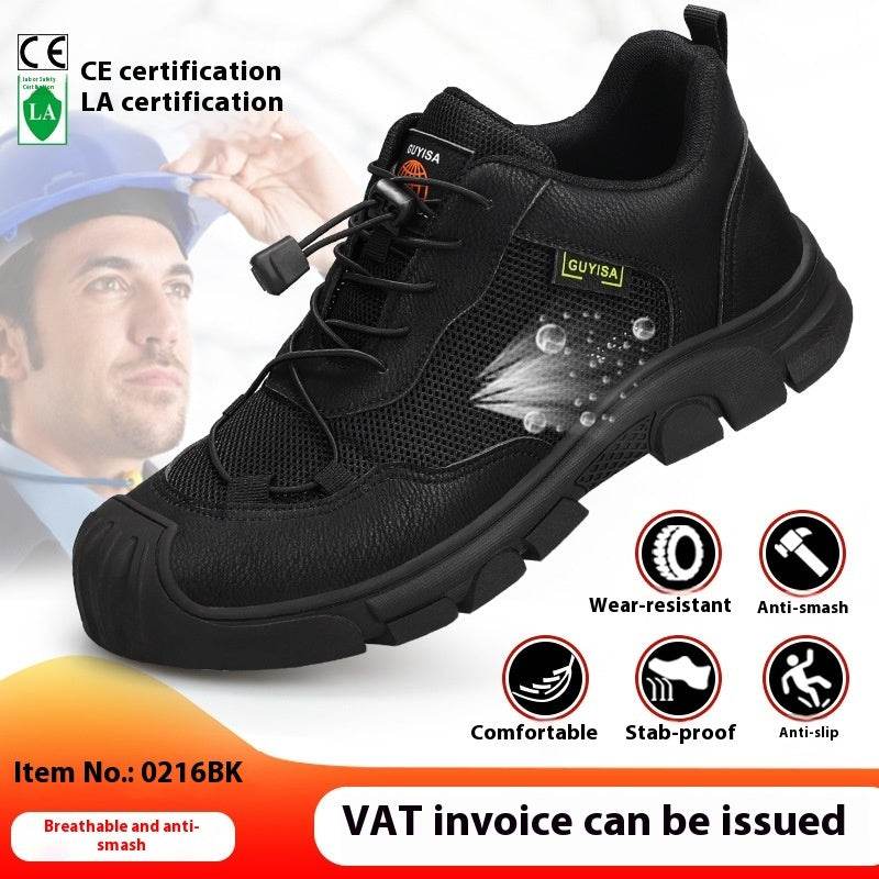 Steel Toe Shoes With Soft Soles Anti-smash And Anti-puncture LB0216BK breathable in summer