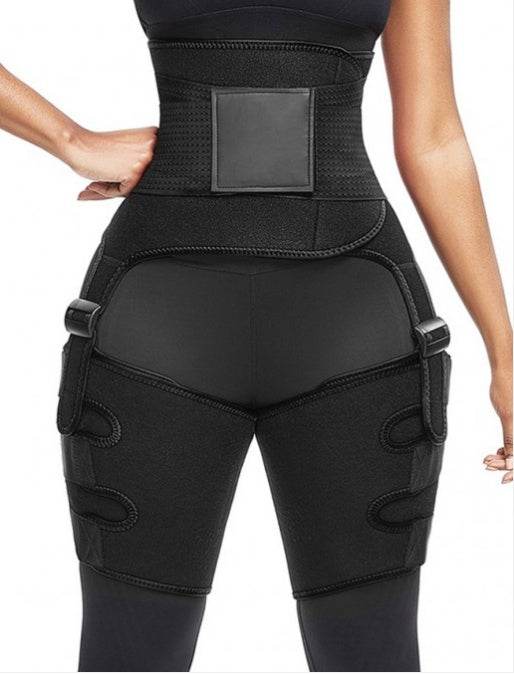 Sports Waist Belt Adjustable One-piece Girdle Leg Straps High waist black 2