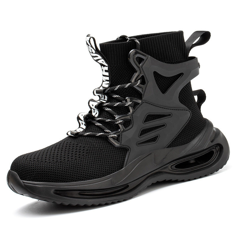 Flying Woven Breathable Protective Safety Shoes Large Size Mens Work Shoes 92black