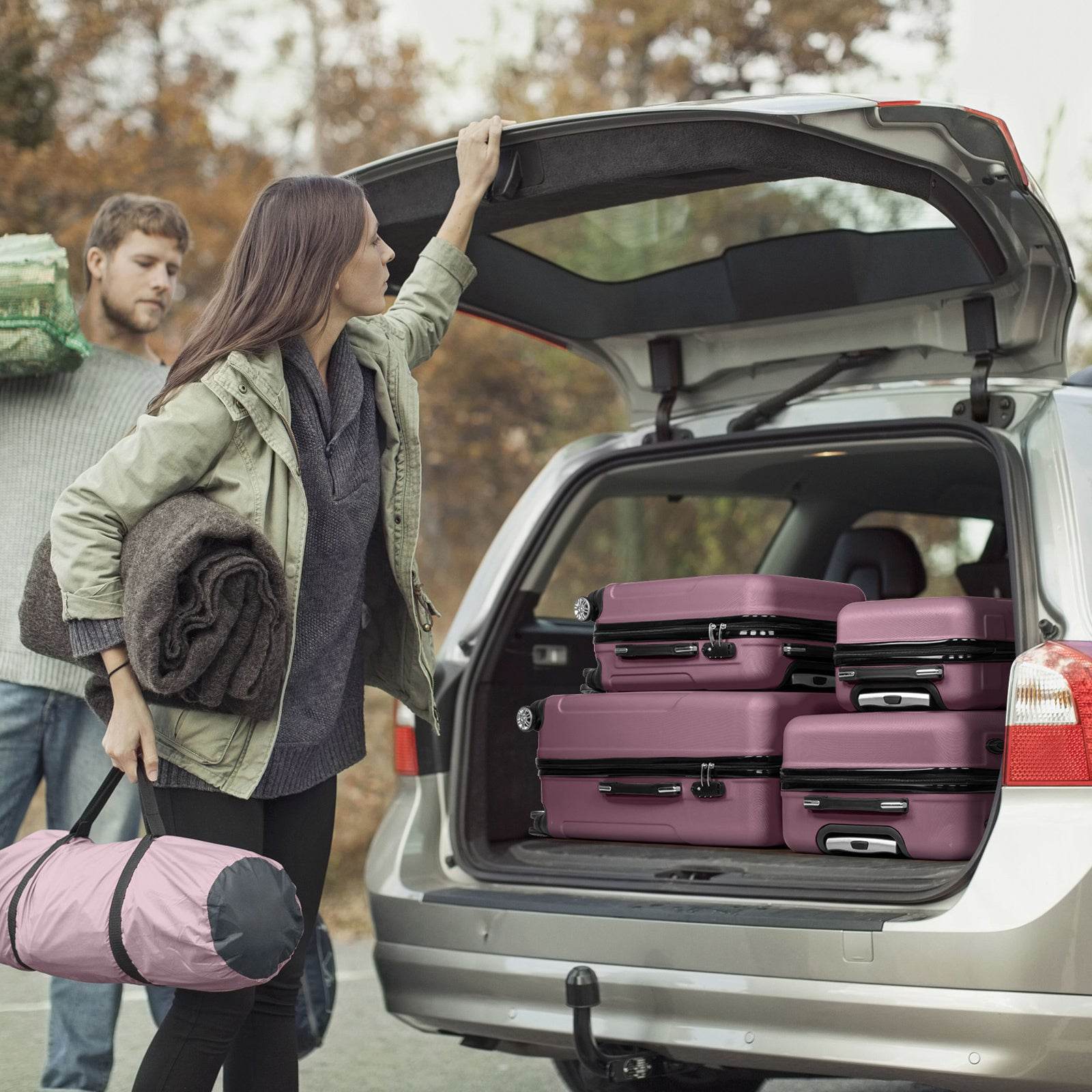 Vertical Striped Four In One Suitcase