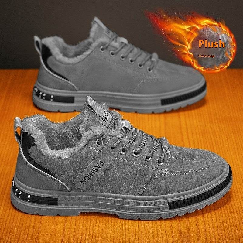 New Autumn Wear-resistant Labor Protection Men's Shoes Non-slip All-matching Gray Fleece Lining