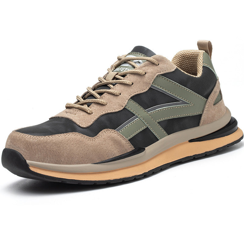 New Breathable Comfortable Safety Shoes Mesh Flying Woven Anti-smashing And Anti-penetration Safety Shoes Safety Shoes Work Shoes Khaki