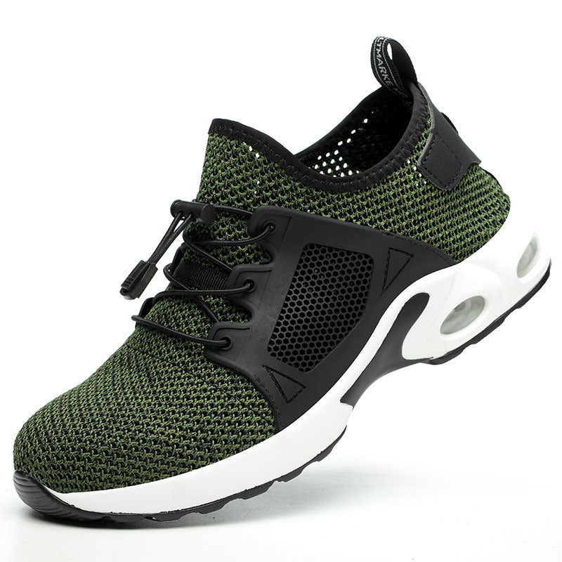 Four Seasons Fly Weaving Breathable Anti-static Safety Shoes Green
