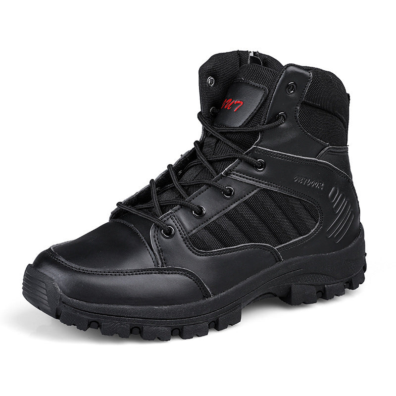 Outdoor Travel Men's High-top Hiking Shoes Black