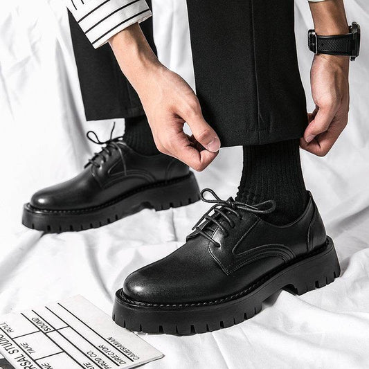 British Casual Lace Up Hair Stylist Platform Height Increasing Low Top Work Shoes