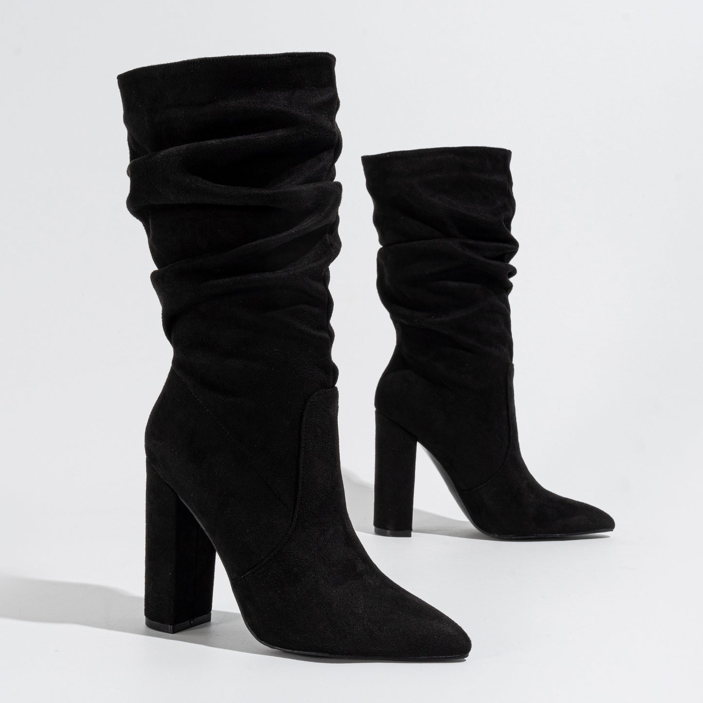 New Chunky Heel Pointed-toe Fashion High Heel Pile Style Boots