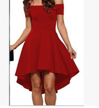 One Shoulder Short Sleeve And Large Swallowtail Skirt gules