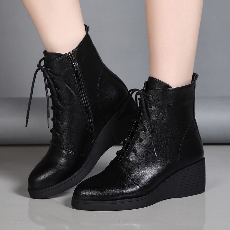 Martin Boots Lace-up Wedge Platform Black