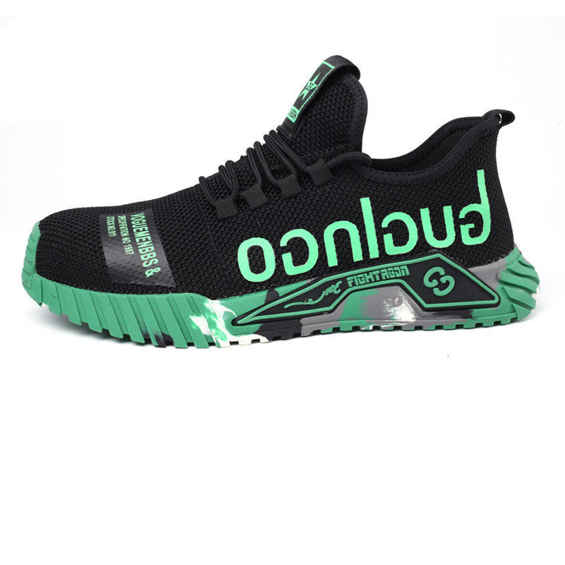 Breathable Flyknit Kevlar Midsole Safety Shoes Green