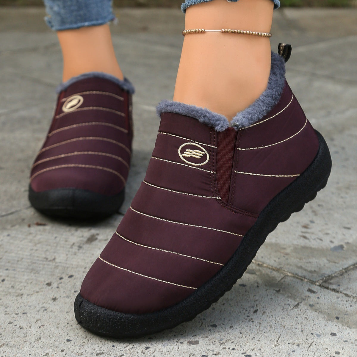 Plus Size Cotton Boots Fleece Lined Padded Warm Keeping Casual Shoes