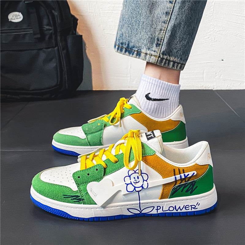 Mens Fashionable And Versatile Graffiti Shoes Green