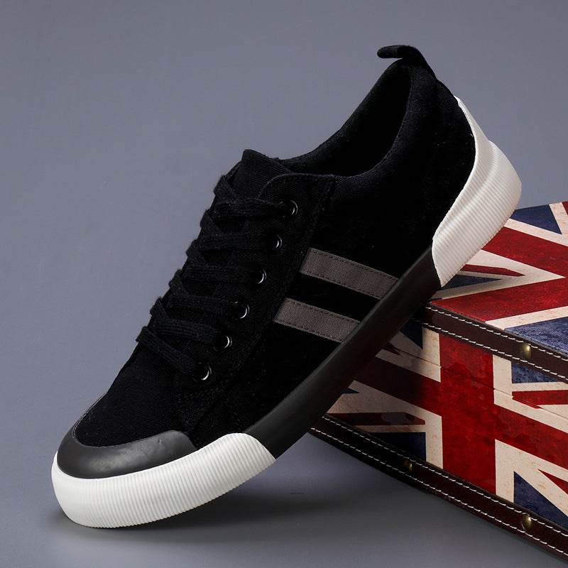 Men's Canvas Shoes Lightweight Breathable All-match Low Top 5850 Black