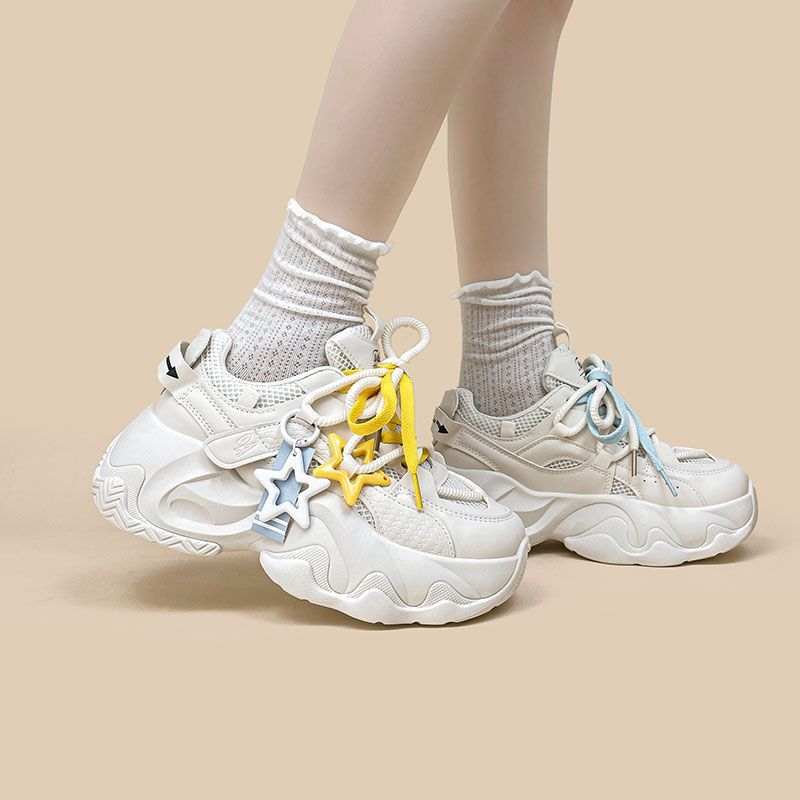 White Clunky Sneakers Women's Platform Height Increasing