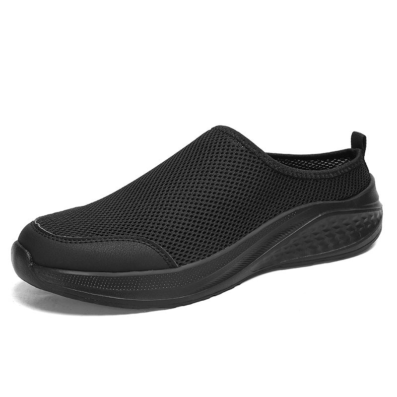 Summer Half Slippers Mesh Shoes Men's Shoes Plus Size Black