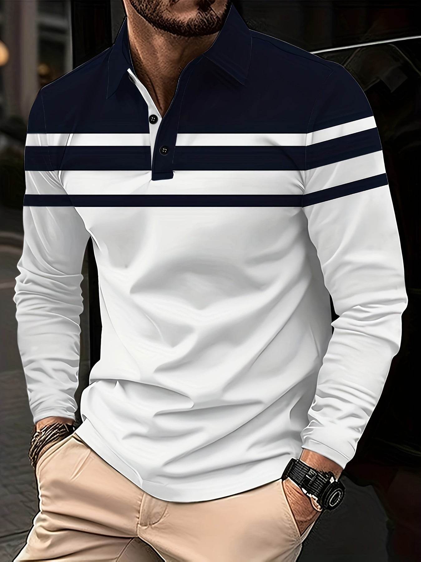 Men's Button Casual Slim Lapel 3D Printed Long Sleeve PLS790