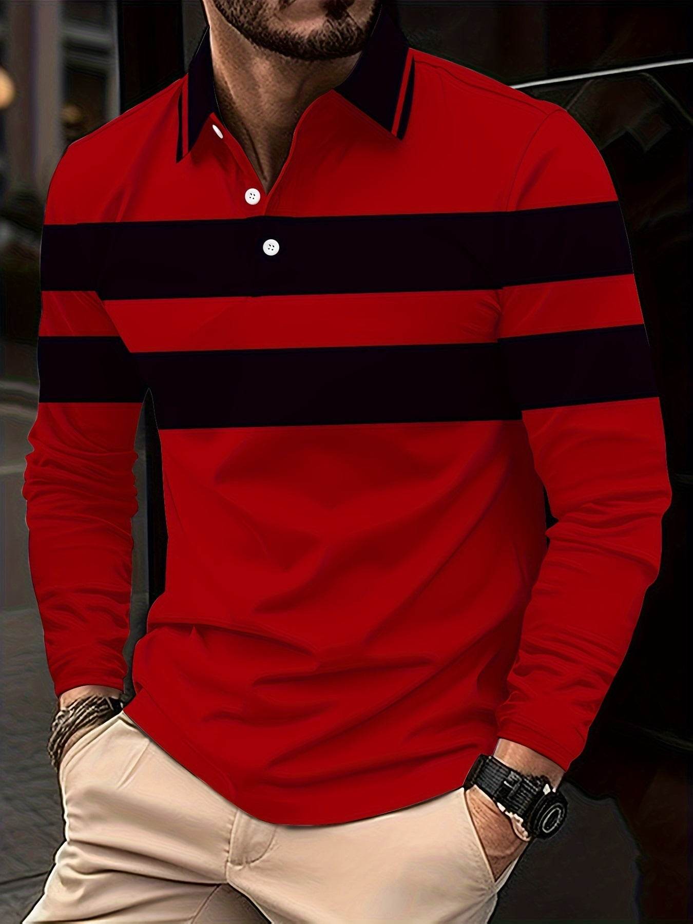 Men's Button Casual Slim Lapel 3D Printed Long Sleeve PLS781