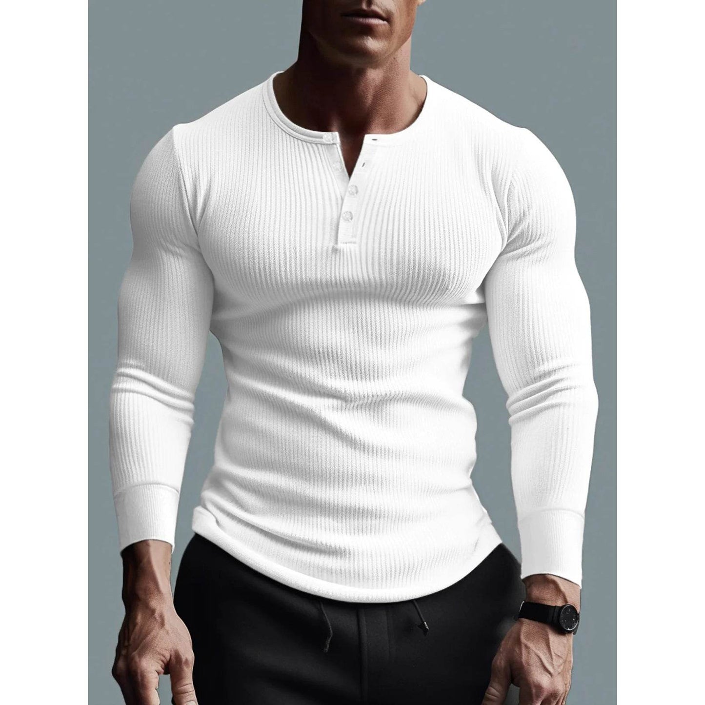 Sports T-shirt Men's Slim Fit Radian Workout Long Sleeve White