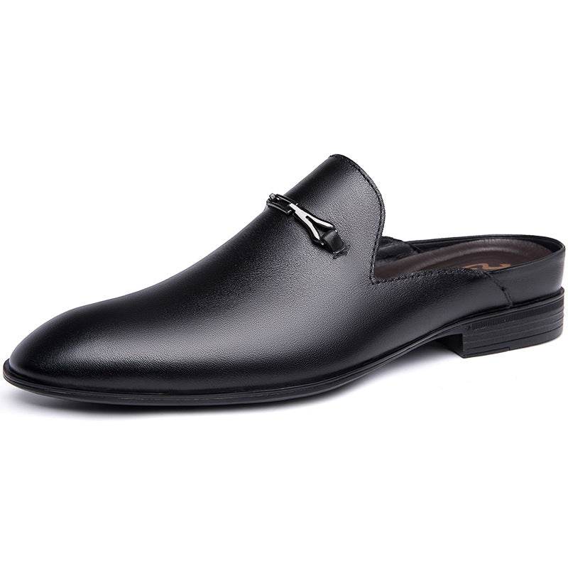Men's And Women's Top Layer Cowhide Casual Shoes Black Glossy