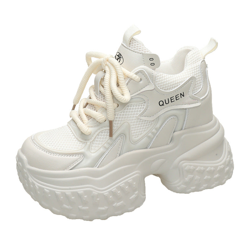 Mesh Breathable Platform Sports Casual Daddy Shoes Beige
