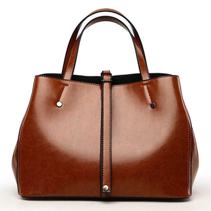 Luxury Retro Women's Hand-carrying Solid Color Simple Brown Single Piece