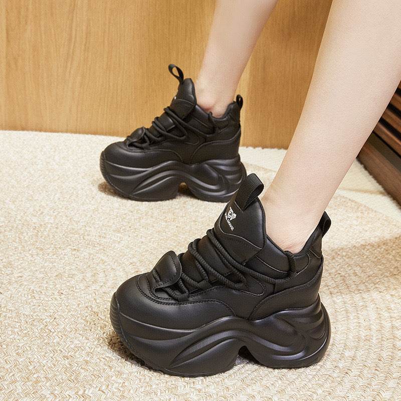 Women's Sports Casual Platform Ins Versatile Shoes Black