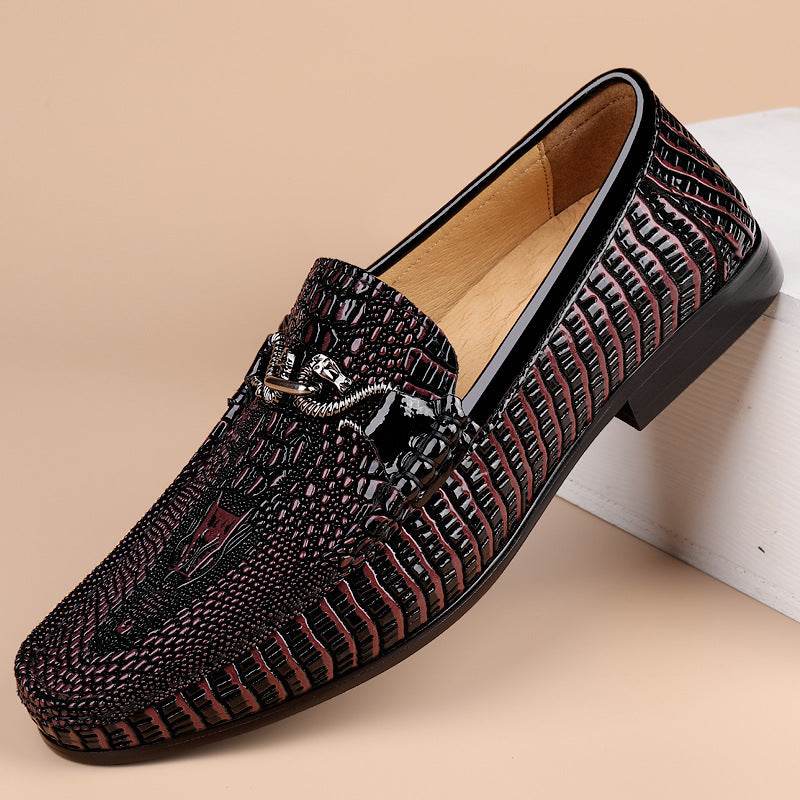 Gommino Men's First Layer Cowhide Soft Bottom Leather Shoes Wine Red