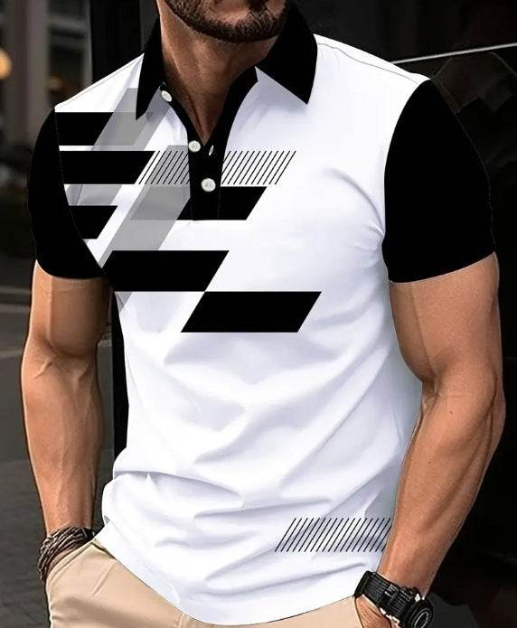 Men's Printed Color Short-sleeved Lapel Shirt 15 Models