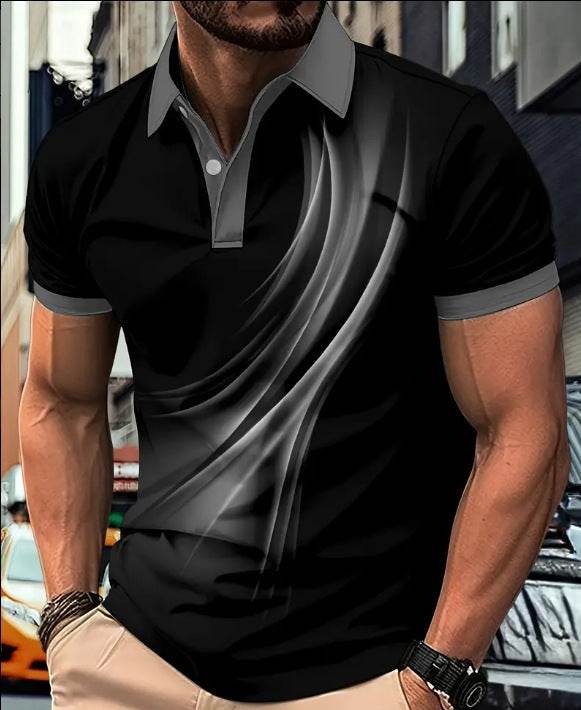 Men's Printed Color Short-sleeved Lapel Shirt 7 Models