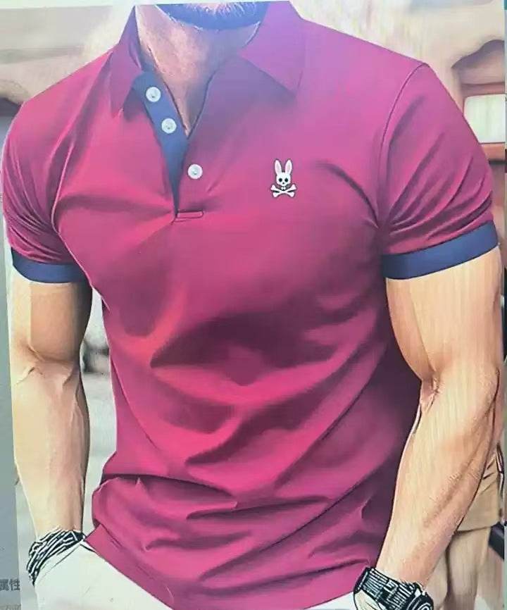 Men's Printed Color Short-sleeved Lapel Shirt 21 Models