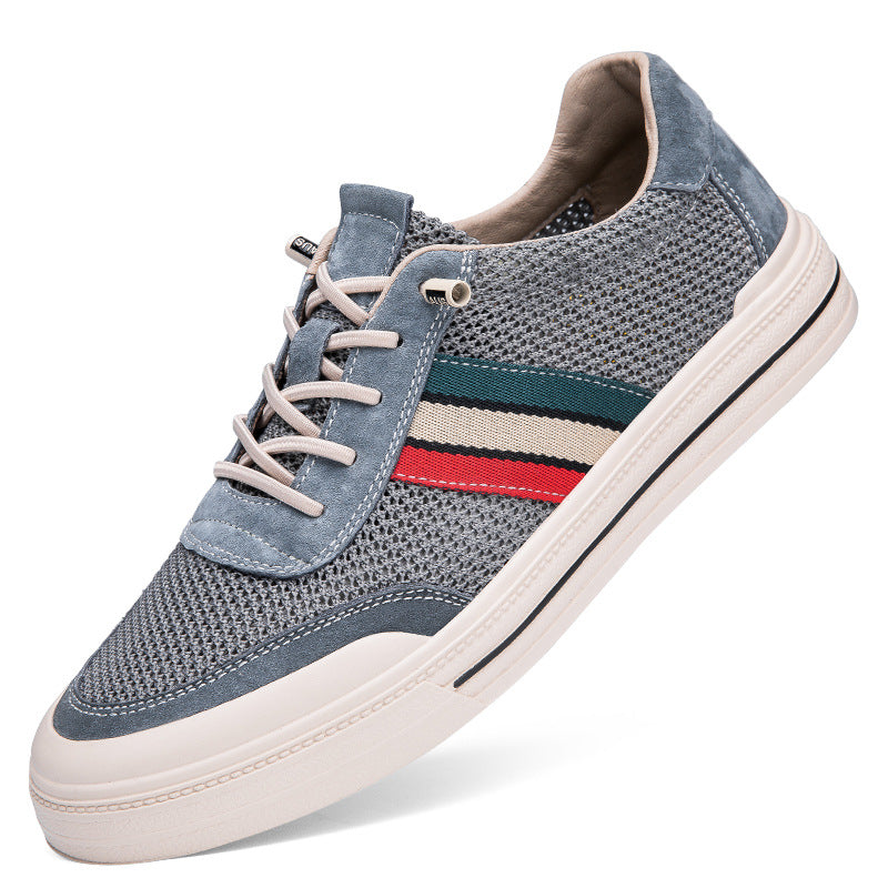 Men's No-tie Hollow Breathable Casual Shoes All-matching Gray And Blue