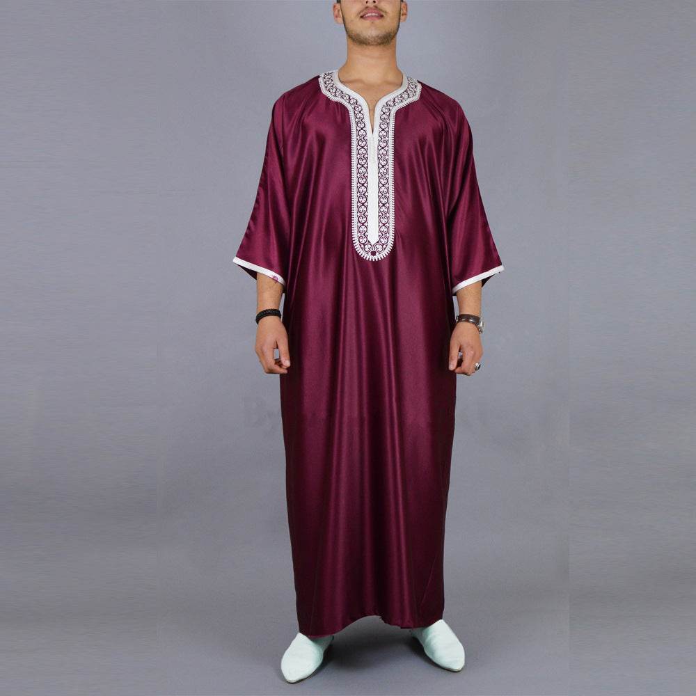 Middle East Arab Robe Men Muslim Wine Red