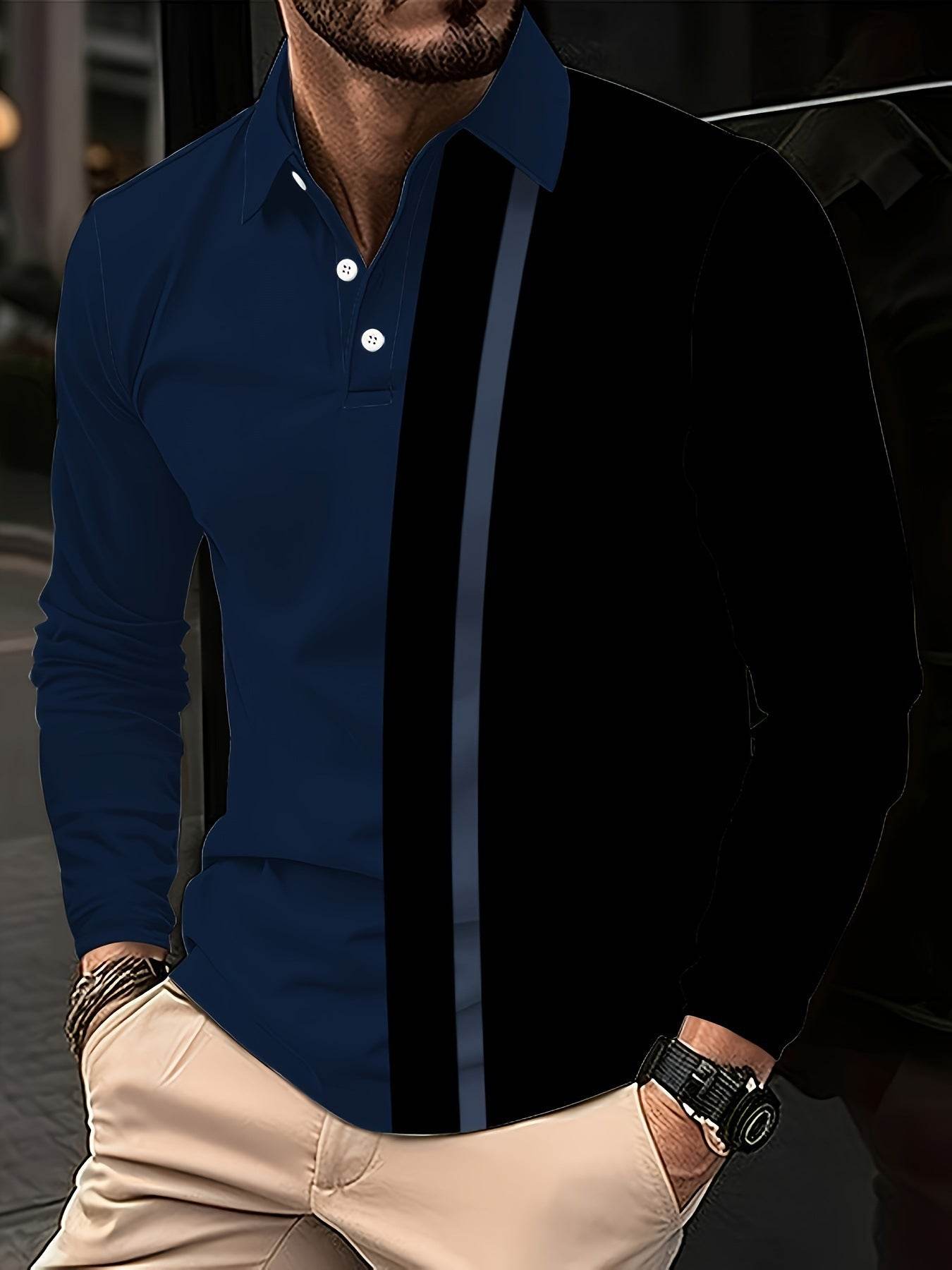 Men's Button Casual Slim Lapel 3D Printed Long Sleeve PLS782