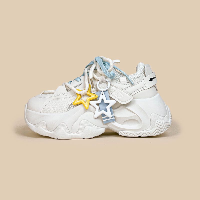 White Clunky Sneakers Women's Platform Height Increasing Rainbow XINGX