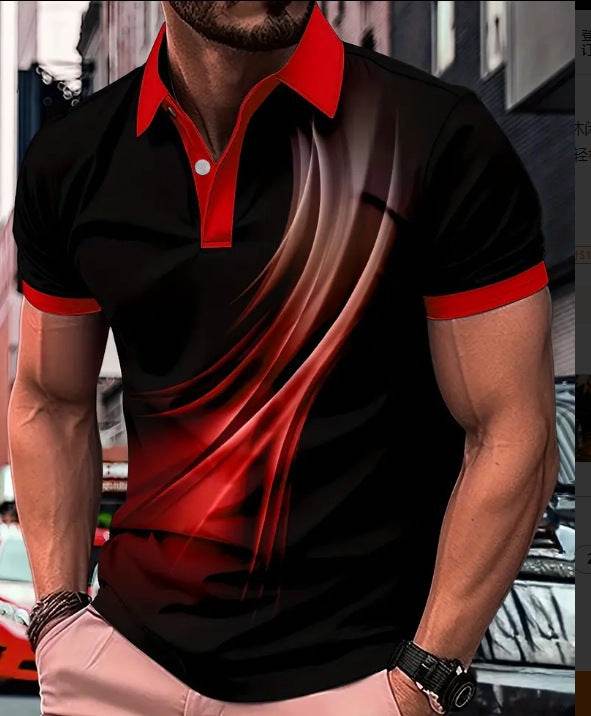 Men's Printed Color Short-sleeved Lapel Shirt 6 Models