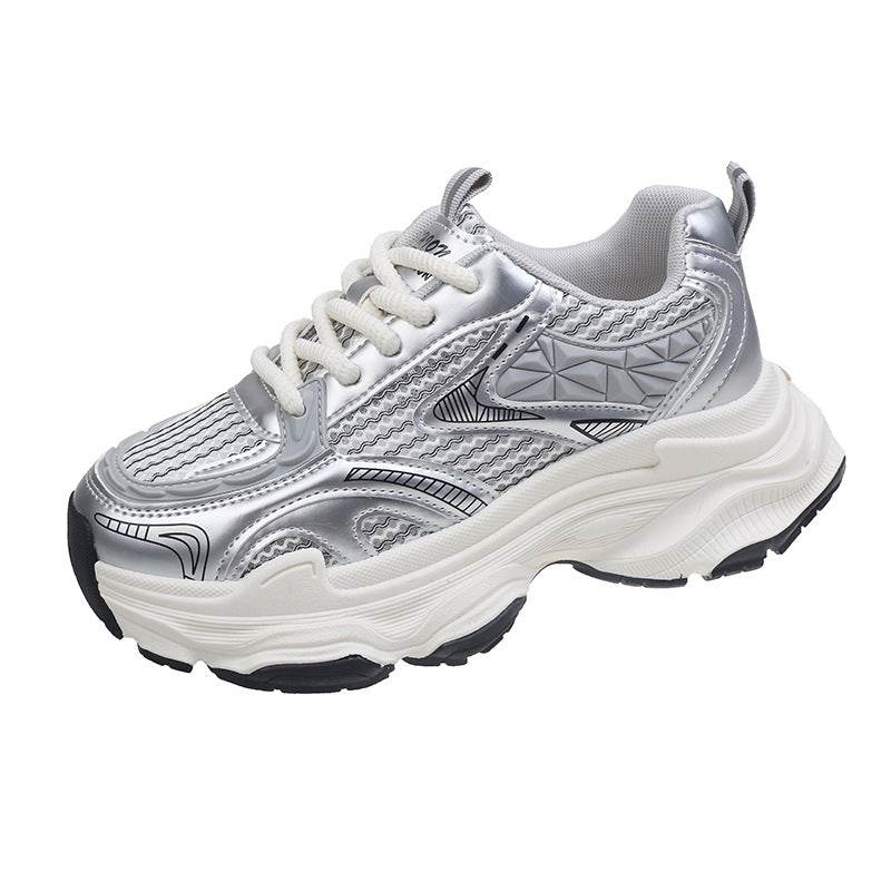 Summer Thin Mesh Breathable Increased Casual Sneaker Silver