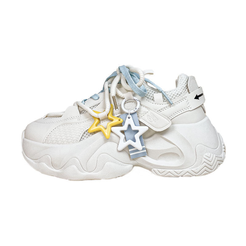 White Clunky Sneakers Women's Platform Height Increasing