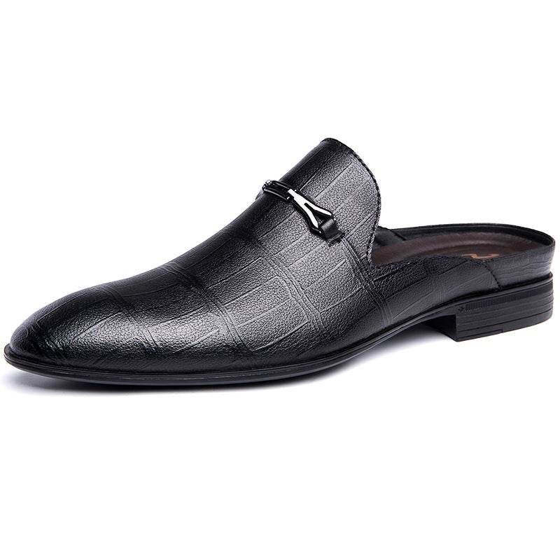 Men's And Women's Top Layer Cowhide Casual Shoes Black Pattern