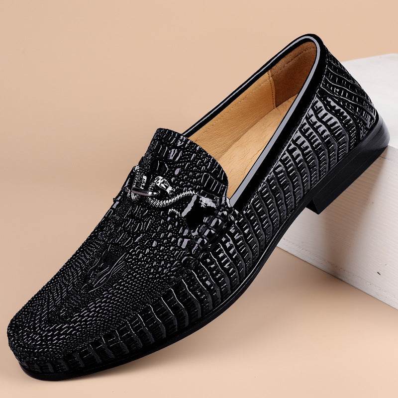 Gommino Men's First Layer Cowhide Soft Bottom Leather Shoes Black