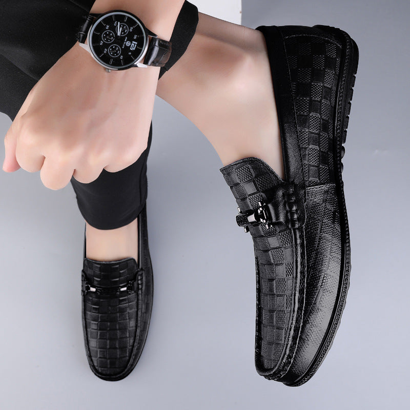 Slip-On Business Men's Soft Surface Casual Plus Size Loafers Leather Shoes Black