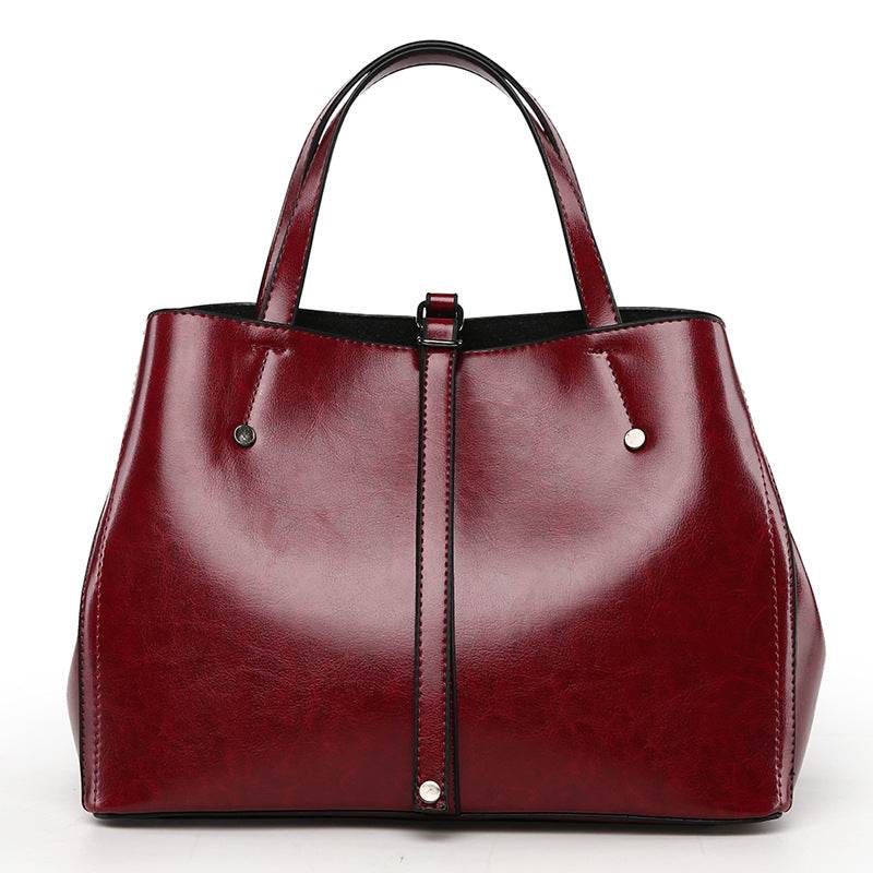 Luxury Retro Women's Hand-carrying Solid Color Simple Wine Red Single Piece