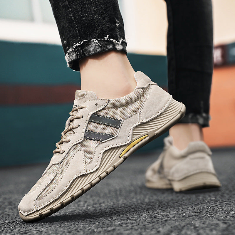 New Men's Low-top Lace-up Hiking Boots Fashion Platform Shoes