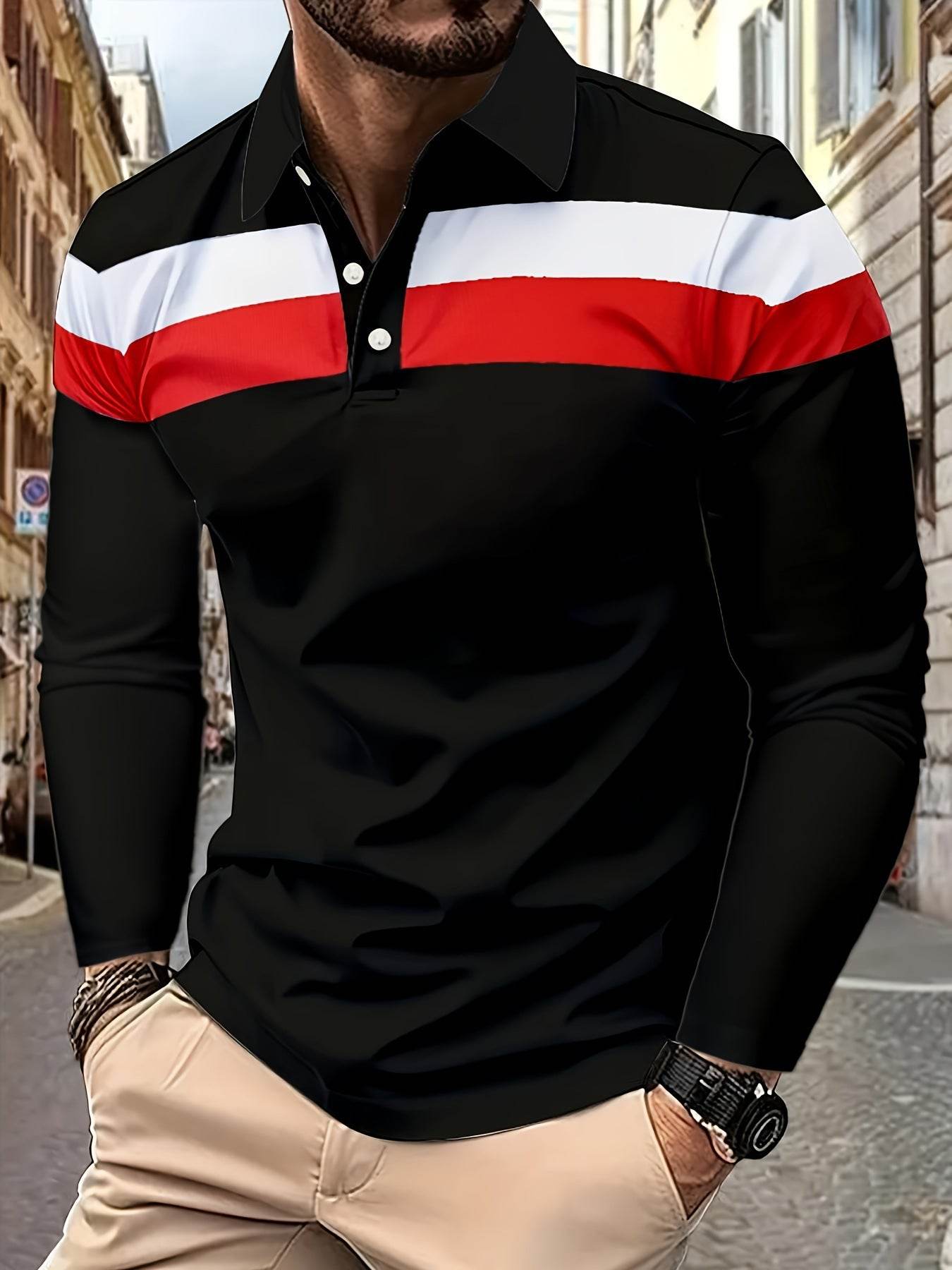 Men's Button Casual Slim Lapel 3D Printed Long Sleeve PLS788