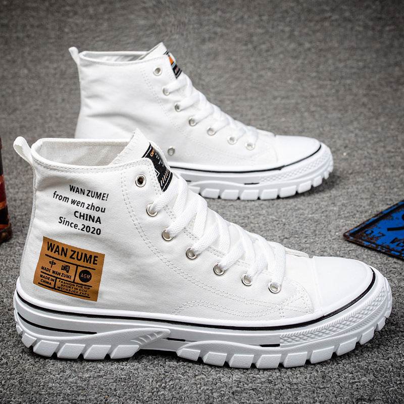 Men's High-top Canvas Shoes Trendy White