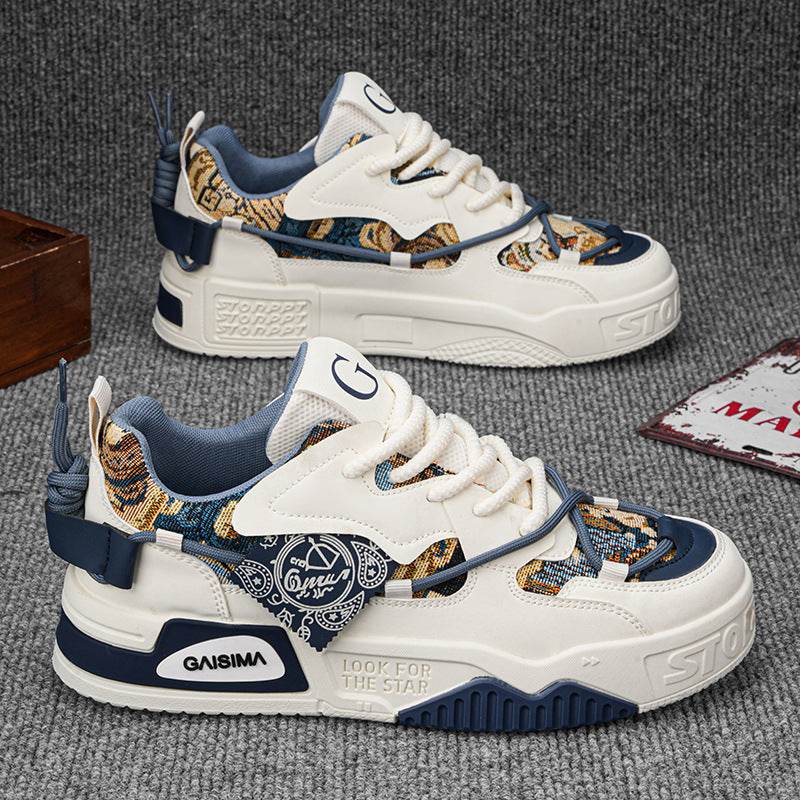 New Men's Versatile Casual Shoes Thick-soled Non-slip Blue