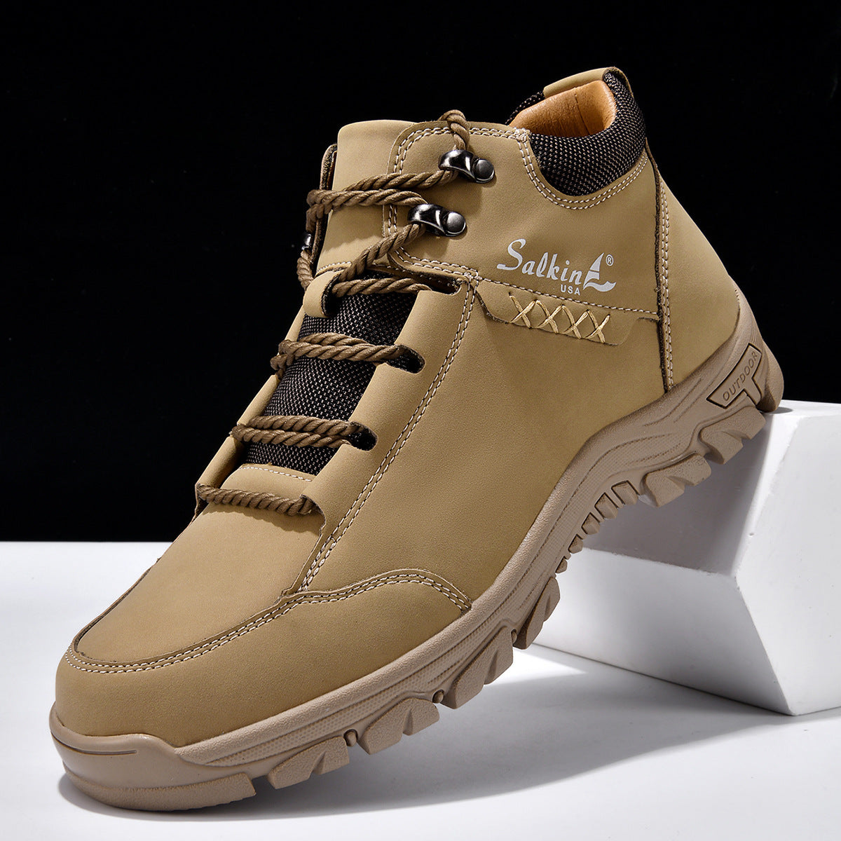 Mid-calf Vintage Men's Outdoor Casual Shoes Khaki