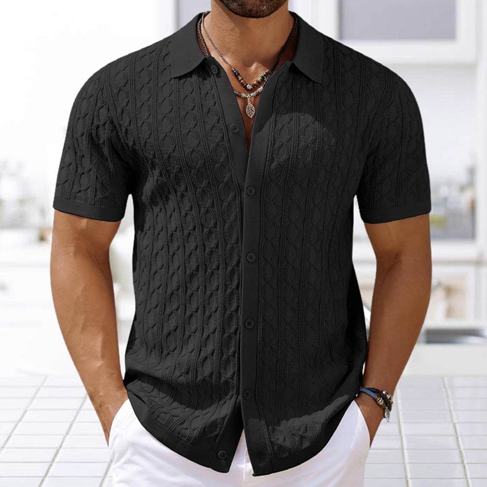 Summer Short-sleeved Men's Clothing European And American Black