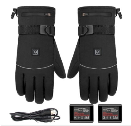 Winter Electric Heated Gloves Motorcycle Touch Screen Gloves Rechargeable battery A2 One size