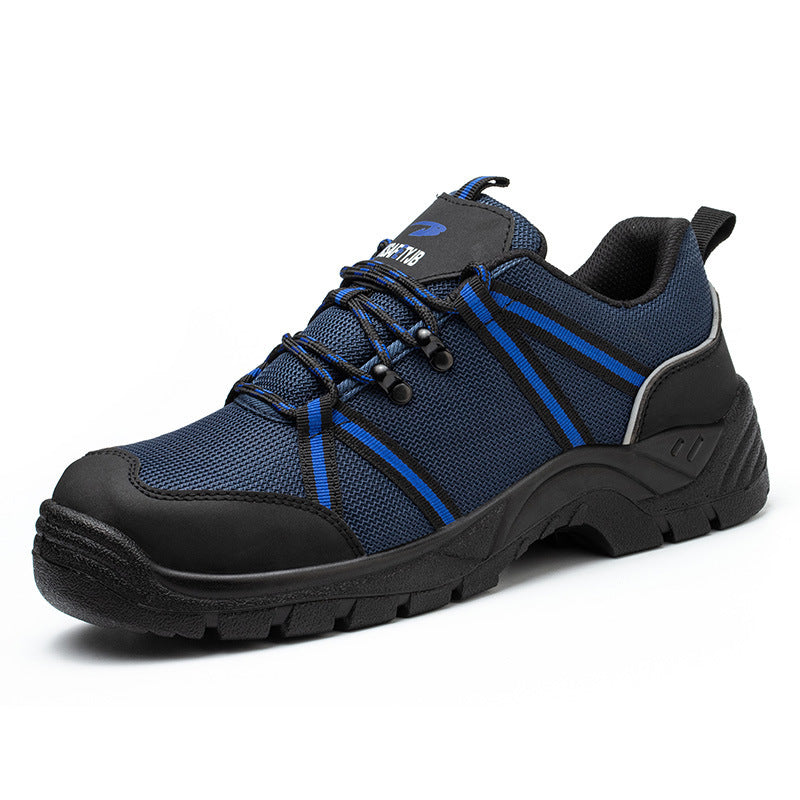 Smash-proof And Puncture-proof Safety Work Shoes On The Construction Site Blue