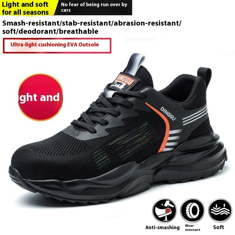 Safety Shoes Anti-smashing EVA Foam Rubber And Plastic Sole Breathable Lightweight Black 895